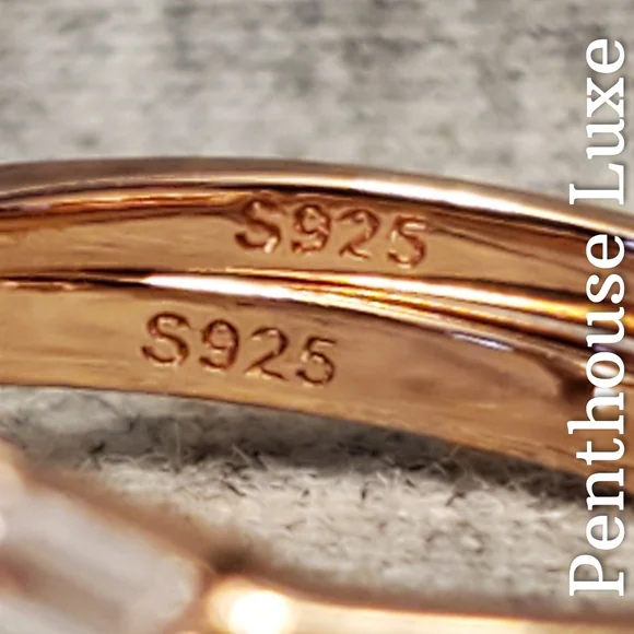 REAL Moonstone White Topaz Ring Set - Picture 6 of 8